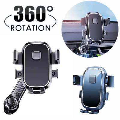 Suport pentru telefon auto cu gravitație rotativă la 360° în orificiile de aerisire a mașinii Suport pentru smartphone cu fixare cu clemă cu suport pentru tijă de extensie Suport GPS