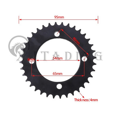 T8F aizmugurējās ķēdes zobrats melns T8F 36T zobs 54mm priekš 43cc 47cc 49cc Minimoto Pocket velosipēds Gāzes benzīns Goped Motorolleris ATV Quad