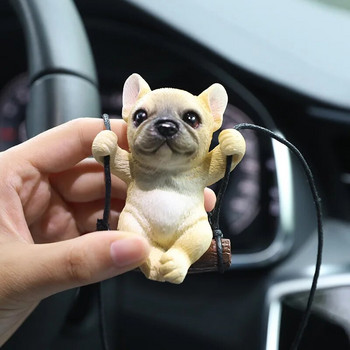 Νέο Ρητίνη Cute Dog Αξεσουάρ αυτοκινήτου Anime Κρεμαστό μπουλντόγκ με αυτόματο στολίδια δώρο γενεθλίων για ζευγάρια