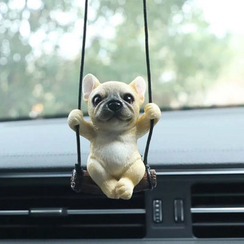 Νέο Ρητίνη Cute Dog Αξεσουάρ αυτοκινήτου Anime Κρεμαστό μπουλντόγκ με αυτόματο στολίδια δώρο γενεθλίων για ζευγάρια