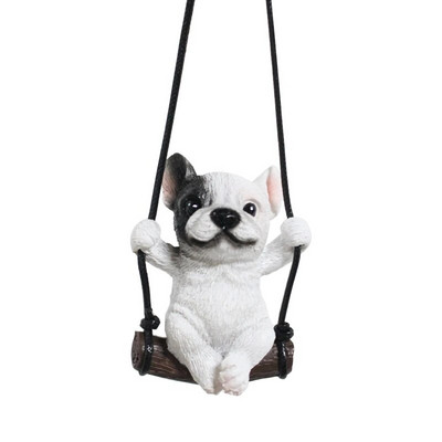 Jauni Resin Cute Dog Anime Auto aksesuāri Šūpoles Bulldog Kulons Auto Atpakaļskata Spoguļu rotājumi Dzimšanas dienas dāvanu pārim aksesuāri