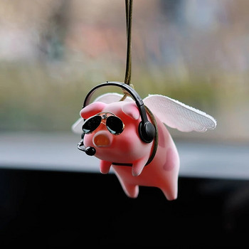 Cute Angel Pig Αξεσουάρ εσωτερικής διακόσμησης αυτοκινήτου Flying Pig Auto Rearview Mirror κρεμαστό για αξεσουάρ εσωτερικού αυτοκινήτου