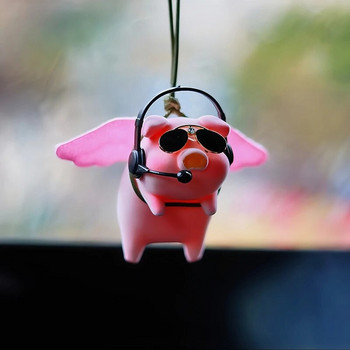 Cute Angel Pig Αξεσουάρ εσωτερικής διακόσμησης αυτοκινήτου Flying Pig Auto Rearview Mirror κρεμαστό για αξεσουάρ εσωτερικού αυτοκινήτου