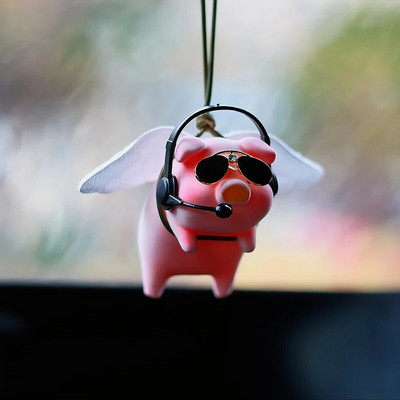 Mielos angelo kiaulės automobilio vidaus apdailos priedai „Flying Pig Auto“ galinio vaizdo veidrodžio pakabukas, skirtas automobilio interjero priedams