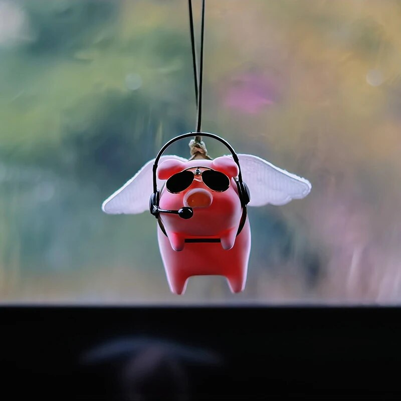 Cute Angel Pig Αξεσουάρ εσωτερικής διακόσμησης αυτοκινήτου Flying Pig Auto Rearview Mirror κρεμαστό για αξεσουάρ εσωτερικού αυτοκινήτου