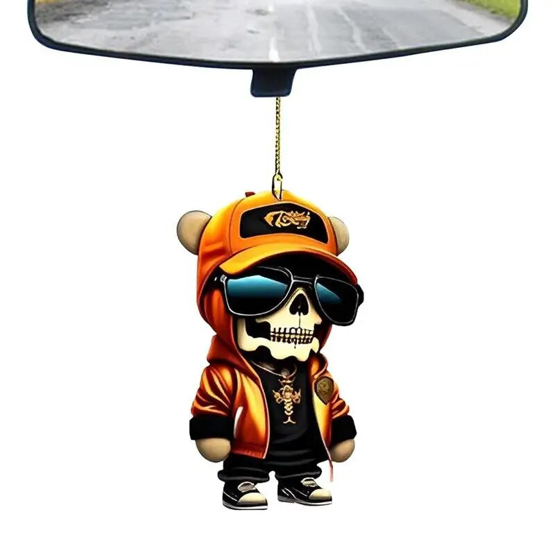 Akrila skelets figūriņa Helovīna galvaskauss jauks lāča rotājumi rakstāmgalda dekoram automašīnas displejs automātiskais atpakaļskata spogulis kulonu aksesuārs