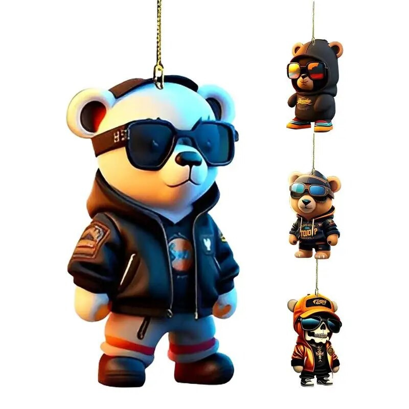 Akrila skelets figūriņa Helovīna galvaskauss jauks lāča rotājumi rakstāmgalda dekoram automašīnas displejs automātiskais atpakaļskata spogulis kulonu aksesuārs