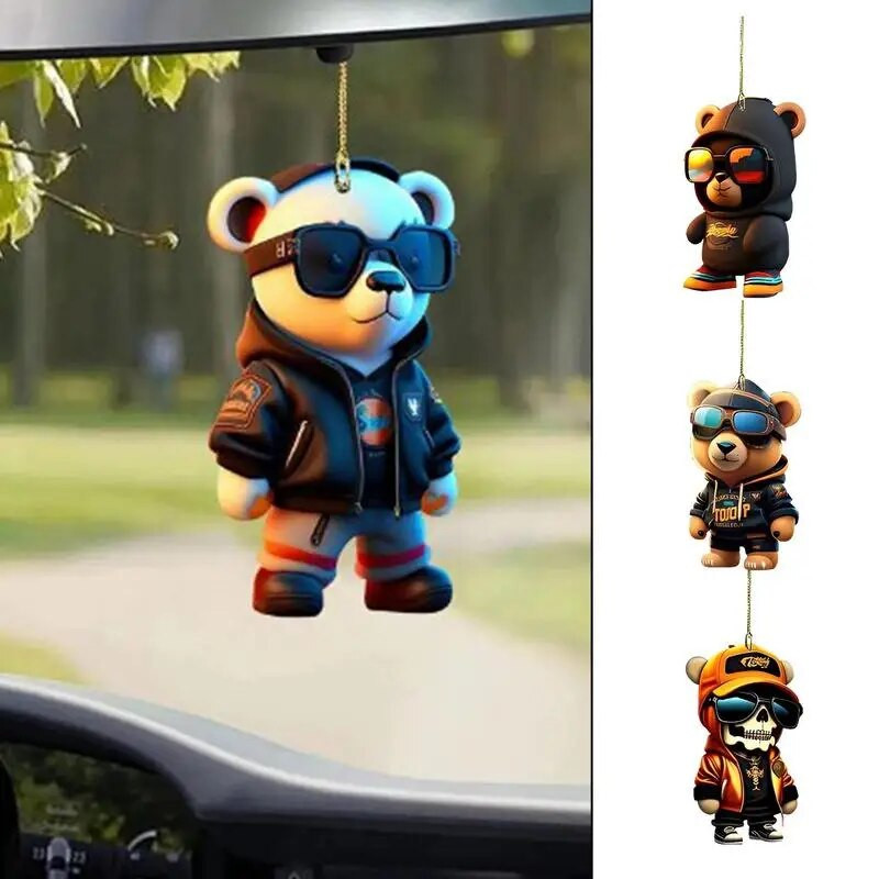 Akrila skelets figūriņa Helovīna galvaskauss jauks lāča rotājumi rakstāmgalda dekoram automašīnas displejs automātiskais atpakaļskata spogulis kulonu aksesuārs