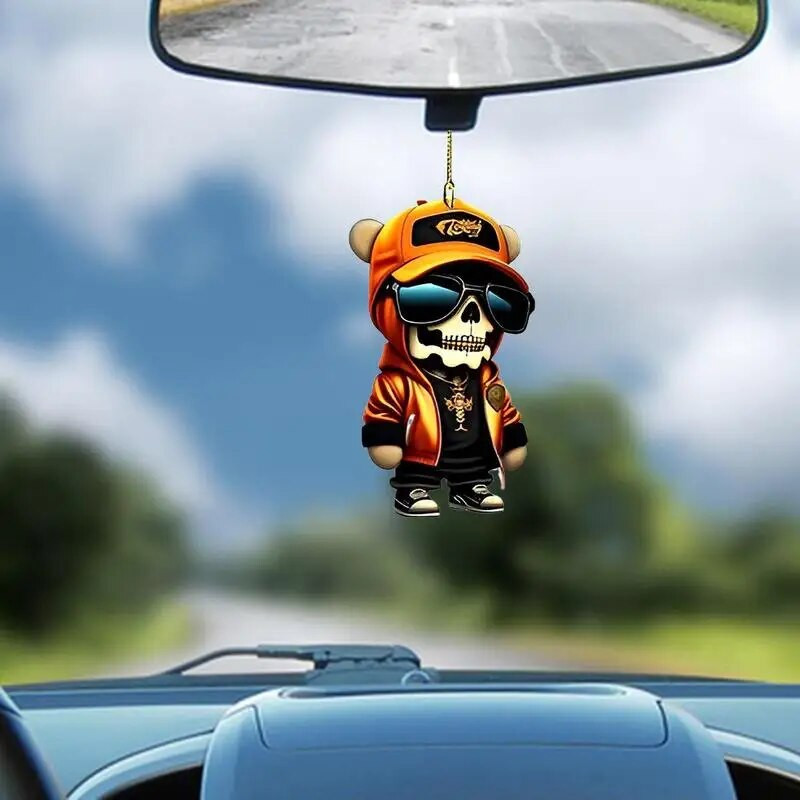 Akrila skelets figūriņa Helovīna galvaskauss jauks lāča rotājumi rakstāmgalda dekoram automašīnas displejs automātiskais atpakaļskata spogulis kulonu aksesuārs