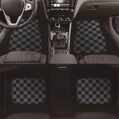 JDM Racing καρό πατάκι αυτοκινήτου Κλασικό μοκέτα δαπέδου ποδιών 4 τμχ Πατάκια για χαλιά χαλιών Αξεσουάρ μαξιλαριών ποδιών