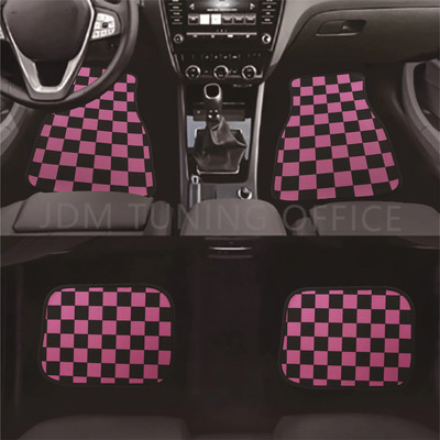 JDM Racing καρό πατάκι αυτοκινήτου Κλασικό μοκέτα δαπέδου ποδιών 4 τμχ Πατάκια για χαλιά χαλιών Αξεσουάρ μαξιλαριών ποδιών