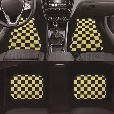JDM Racing καρό πατάκι αυτοκινήτου Κλασικό μοκέτα δαπέδου ποδιών 4 τμχ Πατάκια για χαλιά χαλιών Αξεσουάρ μαξιλαριών ποδιών