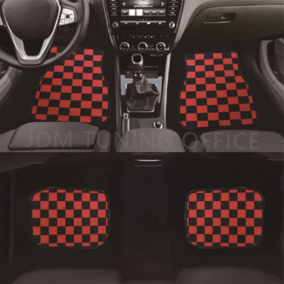 JDM Racing καρό πατάκι αυτοκινήτου Κλασικό μοκέτα δαπέδου ποδιών 4 τμχ Πατάκια για χαλιά χαλιών Αξεσουάρ μαξιλαριών ποδιών