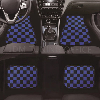 JDM Racing καρό πατάκι αυτοκινήτου Κλασικό μοκέτα δαπέδου ποδιών 4 τμχ Πατάκια για χαλιά χαλιών Αξεσουάρ μαξιλαριών ποδιών