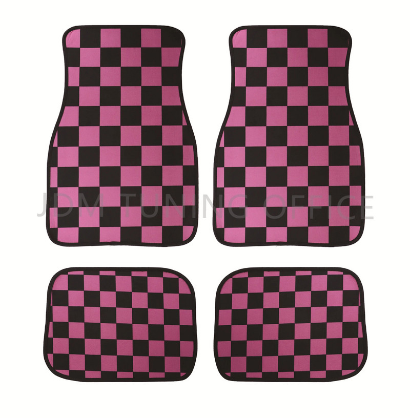 JDM Racing καρό πατάκι αυτοκινήτου Κλασικό μοκέτα δαπέδου ποδιών 4 τμχ Πατάκια για χαλιά χαλιών Αξεσουάρ μαξιλαριών ποδιών