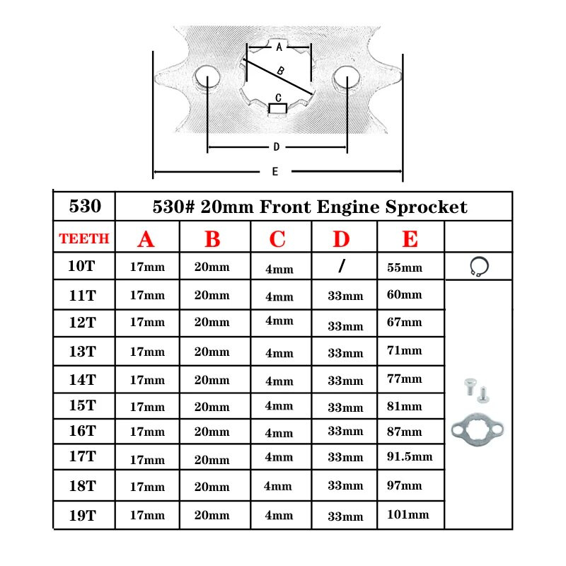 530 Ķēde 20mm 10 11 12 13 14 15 16 17 18 19 20 21 Zobi priekšējie dzinēja zobrati Apvidus transportlīdzekļiem mērkaķis velosipēds visurgājēji kartingi utt