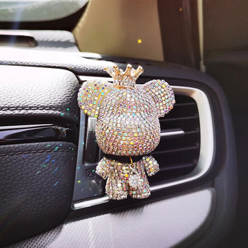 Ароматерапия за кола Creative Обсипана с диаманти Cute Bear Head Air Outlet Парфюм Clip Violence Bear Air Freshener Car Interior