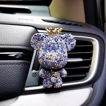 Ароматерапия за кола Creative Обсипана с диаманти Cute Bear Head Air Outlet Парфюм Clip Violence Bear Air Freshener Car Interior