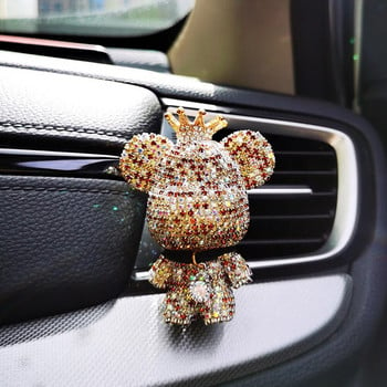 Ароматерапия за кола Creative Обсипана с диаманти Cute Bear Head Air Outlet Парфюм Clip Violence Bear Air Freshener Car Interior