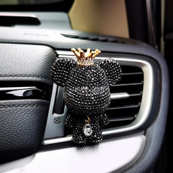 Car Aromatherapy Creative Diamond Studded Cute Bear Head Outlet Air Outlet Perfume Violence Bear Freshener Air Interior Car