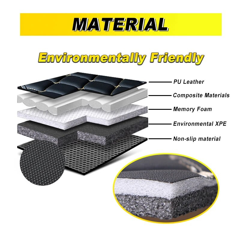 4 gab. Premium ādas automašīnas grīdas paklāji Stilīgi, izturīgi, aizsargājoši, piemēroti visiem transportlīdzekļiem Salona piederumi Automašīnas pēdu paliktnis Viegli tīrāms