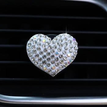 Сърцевидна щипка за изпускателен отвор за кола Creative Rhinestone Автомобилен климатик Изходен отвор за парфюм Декоративна щипка Автомобилни аксесоари