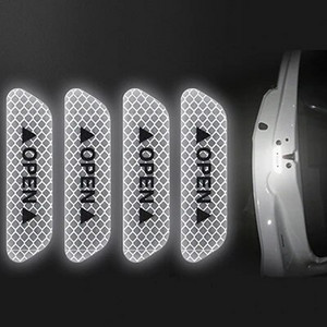 4 tk/komplekti autoukse kleebised universaalne teip Ohutushoiatusmärk OPEN Kõrge helkurteip automaatne sõiduohutus helkurribad