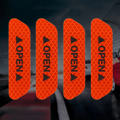 4 tk/komplekti autoukse kleebised universaalne teip Ohutushoiatusmärk OPEN Kõrge helkurteip automaatne sõiduohutus helkurribad