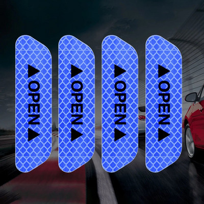 4 tk/komplekti autoukse kleebised universaalne teip Ohutushoiatusmärk OPEN Kõrge helkurteip automaatne sõiduohutus helkurribad