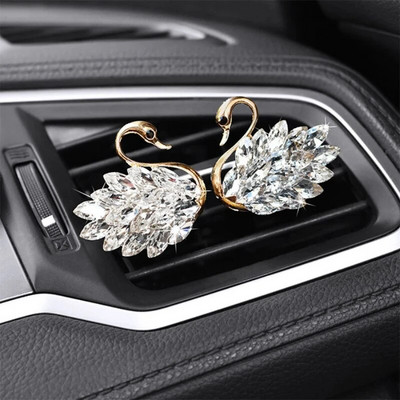 2gab Diamond Swan Auto aksesuāri meitenēm Pāriem Gulbis Auto gaisa atsvaidzinātājs Smaržu difuzors Rozā dimanta auto ornaments Dāvana