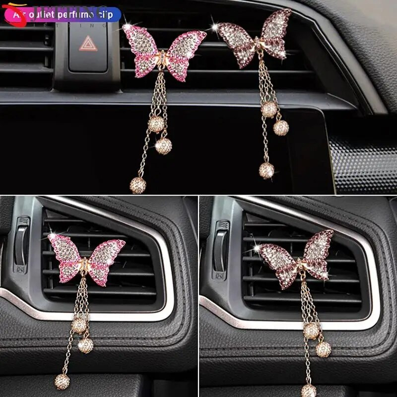 Butterfly automašīnas gaisa ventilācijas sprādze Gaisa atsvaidzinātājs Automašīnas dekors Gaisa izvads Bling Diamond Butterfly Automašīnu aksesuāri Salona dekors
