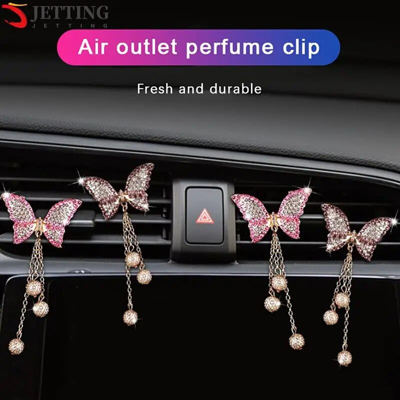 Butterfly automašīnas gaisa ventilācijas sprādze Gaisa atsvaidzinātājs Automašīnas dekors Gaisa izvads Bling Diamond Butterfly Automašīnu aksesuāri Salona dekors