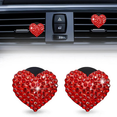 2 tk auto õhutusava klambri õhuvärskendaja väljalaskeklamber Bling Crystal Heart Charms auto õhuava klambrid autode kaunistustarvikud Wo jaoks