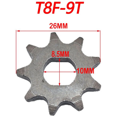 T8F/25H 9T 11T ketiratas 8mm10mm Razor EVO IZIP 500W 1000W elektrilise rolleri jaoks