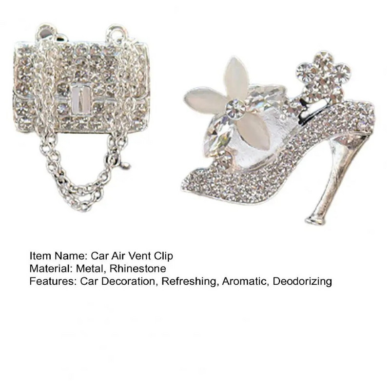 Stezaljka za parfeme za automobil na visoku petu Oblik torbice Sjajni dijamant Automatski otvor za odvod zraka Osvježivač parfema Stezaljka za unutrašnjost automobila Dodaci