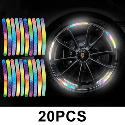 20 tk autoratta rummu helkurkleebis vikerkaar fluorestsents helendav triip lint Auto mootorratta kleebised öine sõiduohutus