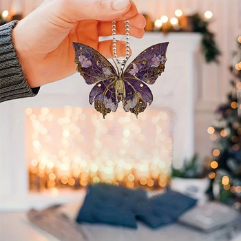 Μωβ Butterfly Car Εσωτερικό μενταγιόν, Διακοσμητικό μενταγιόν, Αξεσουάρ διακόσμησης Χριστουγεννιάτικου δέντρου για διακοπές, Halloween For Car