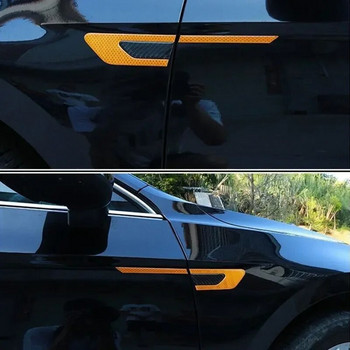 2PCS Светлоотразителни стикери за каросерията на автомобила Странично предупреждение за безопасност Стикери за защита на вратите Светлоотразителни ленти против надраскване и сблъсък