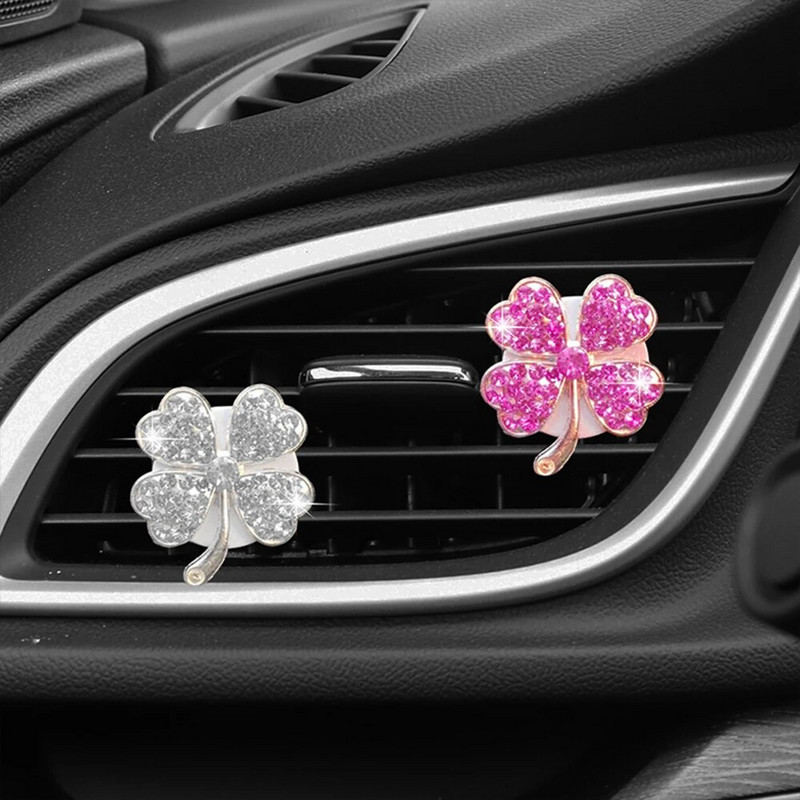 Κλιπ εξόδου αεραγωγού αυτοκινήτου 1 τμχ Crystal Diamond Τετράφυλλο Τριφύλλι Άρωμα Κλιπ Αρωματοθεραπείας Αποσμητικό Αέρα Διακόσμηση Αξεσουάρ αυτοκινήτου