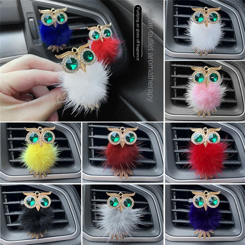 Crystal Fluffy Owl Auto gaisa atsvaidzinātājs Cietais Smaržu Izkliedētājs Auto Gaisa Kondicionieris Izplūdes Vent Smaržu Klipsi Salona Aksesuāri