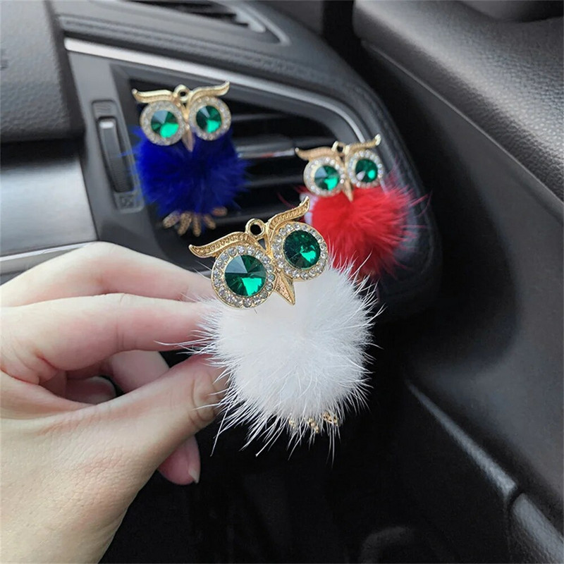 Crystal Fluffy Owl Auto gaisa atsvaidzinātājs Cietais Smaržu Izkliedētājs Auto Gaisa Kondicionieris Izplūdes Vent Smaržu Klipsi Salona Aksesuāri