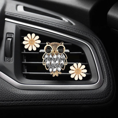 Crystal Owl Auto gaisa atsvaidzinātājs Diamond Villus Owl Auto Smaržas Gaisa ventilācijas Spraudnis Auto piederumi Salons Sieviete Aromterapijas Ornaments