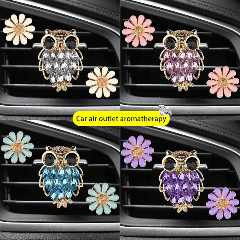 Crystal Owl Auto gaisa atsvaidzinātājs Diamond Villus Owl Auto Smaržas Gaisa ventilācijas Spraudnis Auto piederumi Salons Sieviete Aromterapijas Ornaments