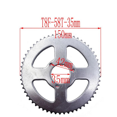 T8F-58T tagumine ketiratas 29mm 35mm hõbedane 58 hammas 43cc 49cc Minimoto Mopeed Rollerid 2-taktiline Mootor Pocket Bike Mini Quad ATV
