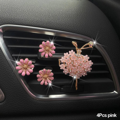 Meiteņu automašīnas gaisa kondicionētājs Vent Daisy smaržu klipsis Izsmalcināts dekors Cute Aksesuāri Viss automašīnu aksesuāri sieviešu automašīnai