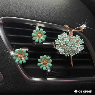 Meiteņu automašīnas gaisa kondicionētājs Vent Daisy smaržu klipsis Izsmalcināts dekors Cute Aksesuāri Viss automašīnu aksesuāri sieviešu automašīnai