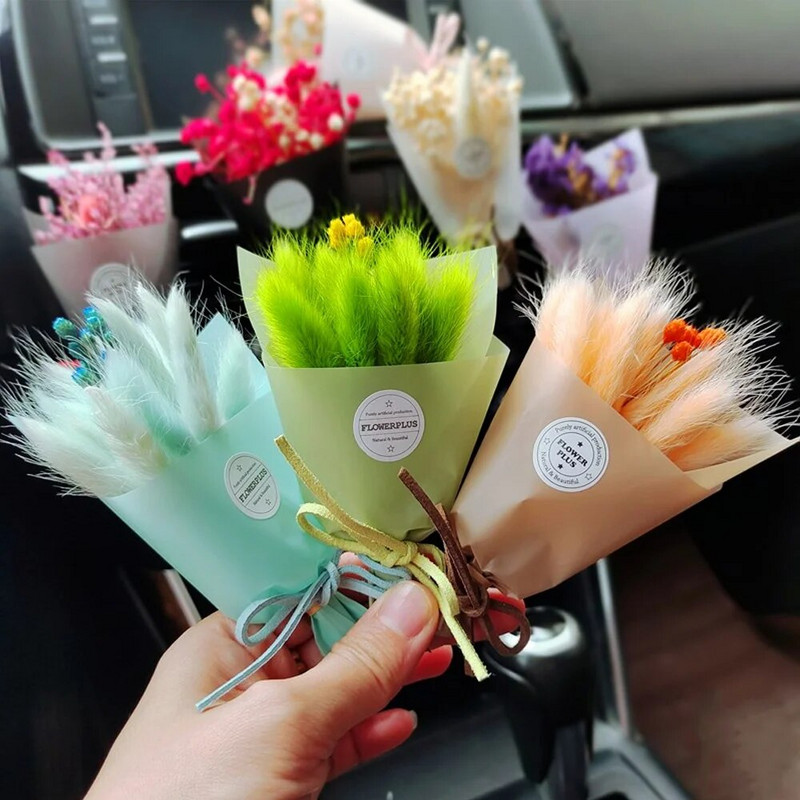 1PC Kreativni buket suhog cvijeća Automobilski ventilacijski otvor Mini buket Vječna poklon kutija Dodaci s mini buketom suhog cvijeća