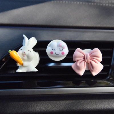 Cute Rabbit Bow Creative Auto Gaisa atsvaidzinātājs Clip Smaržas Izplūdes Vent Ornaments Automašīnu apdare Interjera Sieviešu aksesuāri