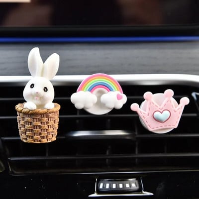 Cute Rabbit Bow Creative Auto Gaisa atsvaidzinātājs Clip Smaržas Izplūdes Vent Ornaments Automašīnu apdare Interjera Sieviešu aksesuāri