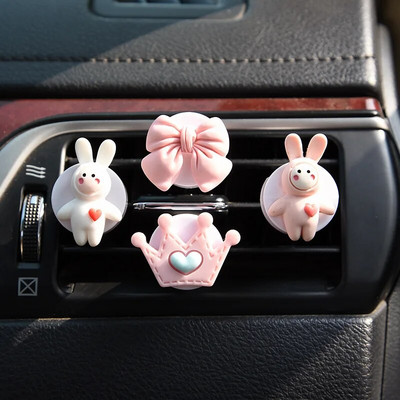 Cute Rabbit Bow Creative Auto Gaisa atsvaidzinātājs Clip Smaržas Izplūdes Vent Ornaments Automašīnu apdare Interjera Sieviešu aksesuāri